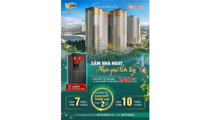 SỞ HỮU CĂN HỘ BCONS CITY CHỈ TỪ 180 TRIỆU CHO CĂN 2PN 2WC. CAM KẾT THUÊ LẠI 10TR/THÁNG.