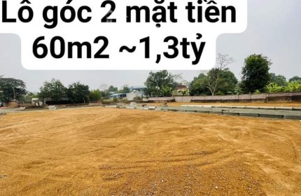 Lô góc 2 mặt tiền 60m2 giá nhỉnh 1,3 tỷ ,dân cư đông đúc, tiện ích xung quanh đầy đủ