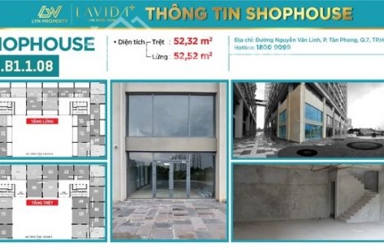 Cho thuê shophouse dạng duplex tại dự án Lavida Plus quận 7, giá chỉ từ 525k/m2