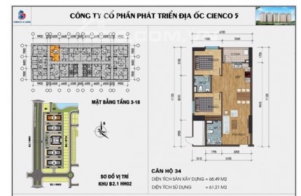 Chính chủ cần bán căn hộ 68m khu đô thị Thanh hà Cienco 5