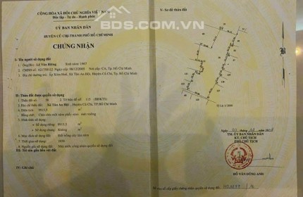 Bán đất khu vực xã Tân An Hội huyện Củ Chi TP.HCM