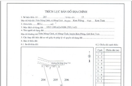 CẦN TIỀN TRẢ NỢ BÁN GẤP MẢNH ĐÁT MĂNG ĐEN GIÁ SIÊU HẠT DẺ CHO NHÀ ĐẦU TƯ