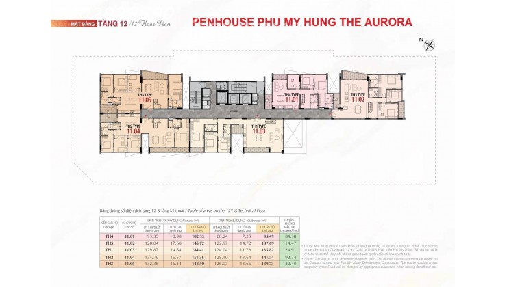 Penhouse Phú Mỹ Hưng The Aurora DT 102m2 đến 151m2, có sân thượng lớn & ô xe hơi, giá từ 11 tỷ