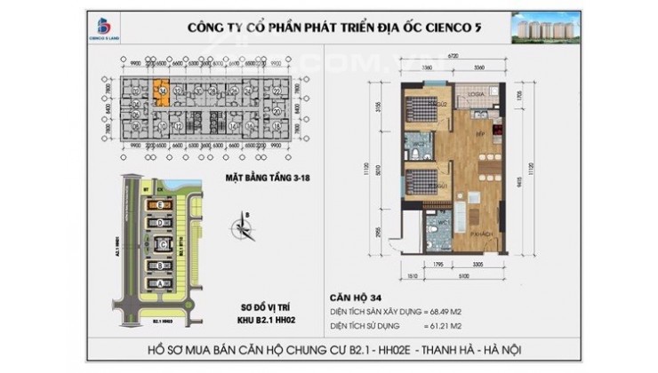 CHCC 68,5m chính chủ tôi cần bán toà HH02D kđt Thanh Hà Cienco 5