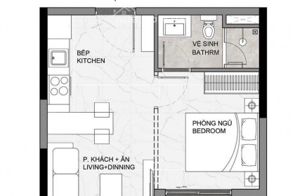 Căn hộ Studio (sở hữu lâu dài)  - Diện tích 34.71m2 View hồ bơi