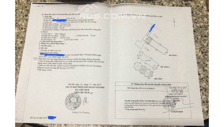 NHÀ 9 CHỦ CẦN BÁN GẤP. SH riêng. Lộ 5m. 43,6 m2, 3 PN. 2,5 tầng. GIÁ 3,9 tỷ. Hướng Tây Bắc, sáng, mát, yên tĩnh. Giao thông thuận lợi, gần chợ, trường học các cấp. P Phú Trung, Q Tân Phú.