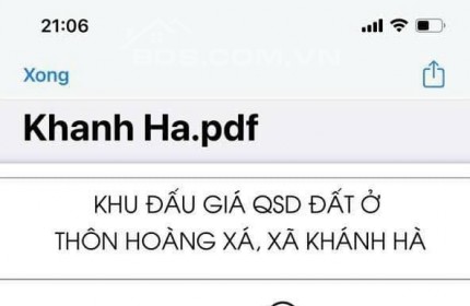 BÁN ĐẤT ĐẤU GIÁ KHÁNH HÀ - THƯỜNG TÍN GIÁ 2X TR/M2