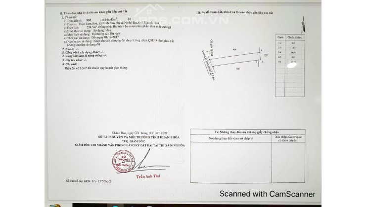 BÁN CỤM 5 LÔ QH FULL THỔ, THÔN LAM SƠN, X. NINH SIM, TX NINH HÒA