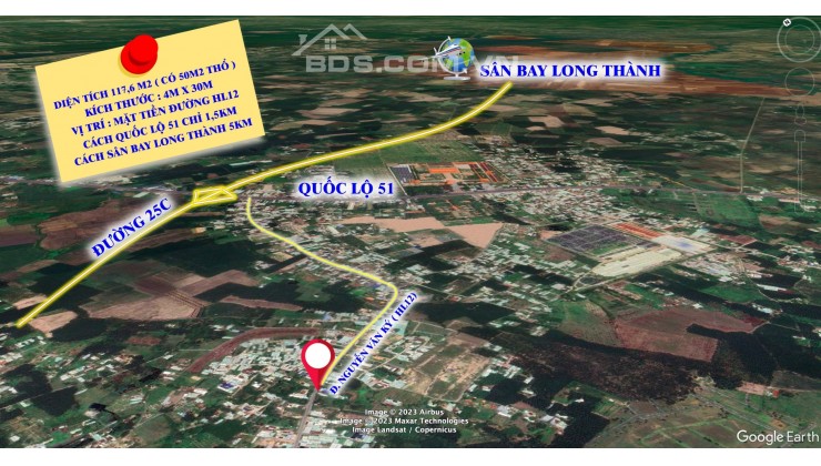 Cần bán nền đất 117m2 MT đường Hương Lộ 12 (HL12) xã Long Phước, Long Thành.