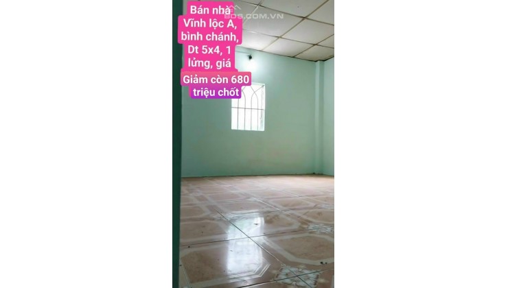 Bán nhà cấp 4 hẻm 64 Đường Lê Thị Ngay, xã Vĩnh lộc A, 20m2 chỉ 680tr. Lh:0904017468.