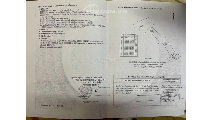 Bán 1275m MT Đường 12 giao Tam Đa cho nhà đầu tư chỉ 29,8 tỷ nhanh chốt cọc. Lh:0909711000