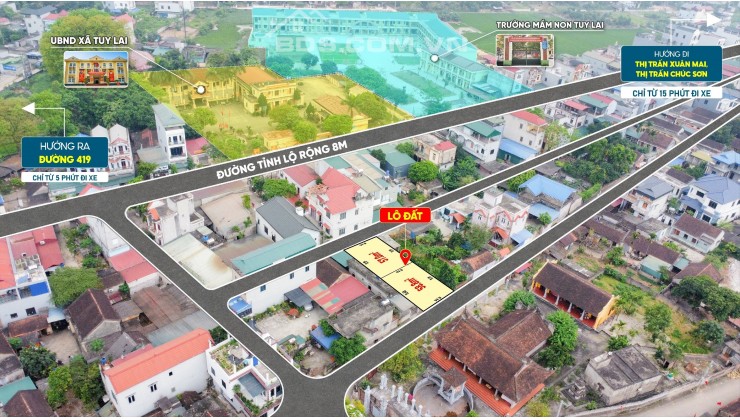 Chính Chủ cần bán lô đất 2 mặt đường, Gần Khu du lịch Sinh Thái Hồ Tuy Lai tại Mỹ Đức, Hà Nội.