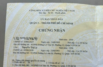 Bán Nhà Mặt Tiền 1008 căn góc Truờng Sa Quận 3