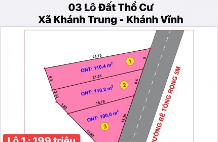 Đất Giá rẻ chỉ 199tr/lô đất full thổ cư rộng 110m vùng ven nha trang tại khánh trung khánh vĩnh