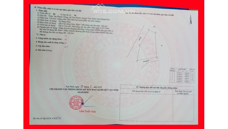 Giá Rẻ Chỉ 7,5 Triệu/ m2, Sở Hữu Ngay Lô Đất Ngang 14,7 m Khu Vườn Nhãn - Cổ Mã - Tu Bông Khánh Hòa.