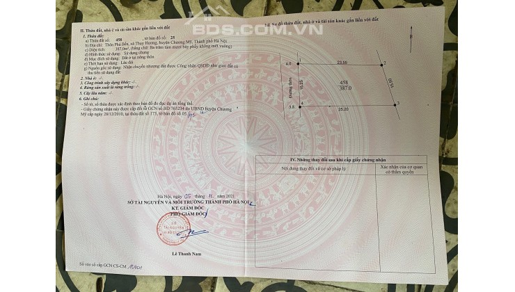 Đất 387m2, Full thổ cư, tk 4, Thụy Hương, Chương Mỹ, giá chỉ 1x tr/m2, ô tô, ngõ thông