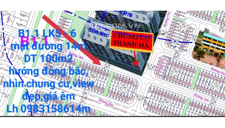 Chính chủ cần bán B1.1 Khu Đô Thị Thanh Hà Hà Đông