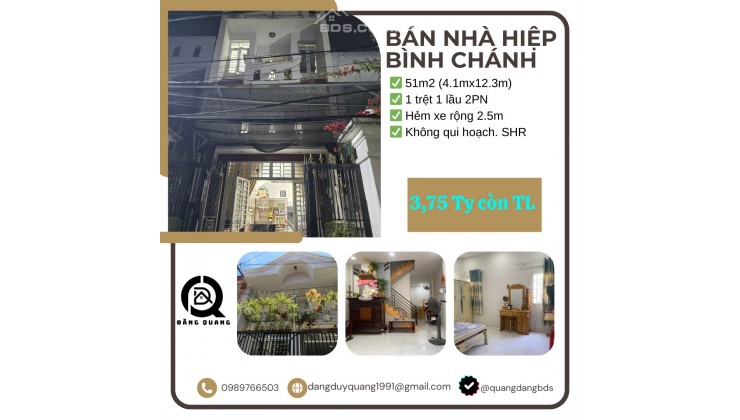 Bán nhà Đường số 6,Gần Đường Quốc Lộ 13, Hiệp Bình Chánh, Thủ Đức - 51m2 - 3,75 TY