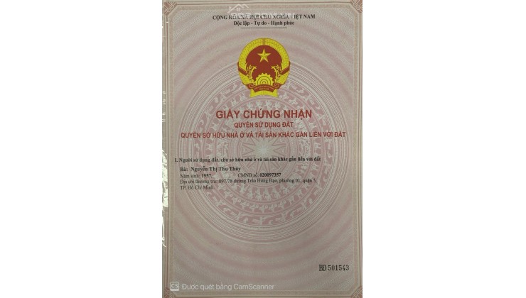 Bán nhà 1 trệt 1 gác tại phường 1 quận 5 SHR 36m2 chỉ 3.5 tỷ. Lh:0962000227.