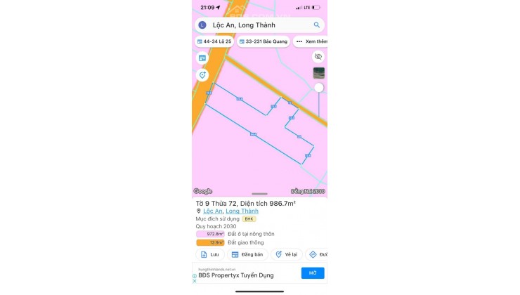 Bán đất mặt tiền sân bay Long Thành tại xã  Lộc An huyện Long Thành,
