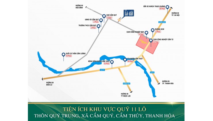 Chỉ 160tr có ngay lô đất 129m2 Gần Tỉnh lộ 523B tại Cẩm Thuỷ, Thanh Hoá.