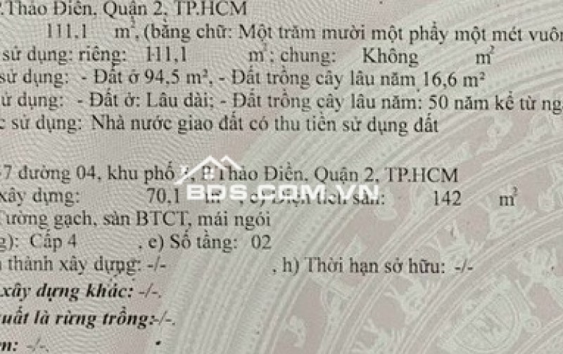 Bán nhà phố thảo điền quận 2