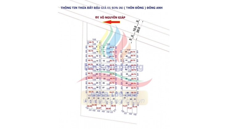 BÁN ĐẤT ĐẤU GIÁ X1 SƠN DU, NGUYÊN KHÊ, ĐÔNG ANH - HÀNG LOẠI 1 - GIÁ ĐẦU TƯ 6XTR/M