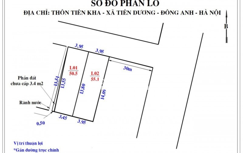 Siêu HOT - Phân Lô_ đường 4m, Tiên Dương, Đông Anh vào Hà Nội mất 10p