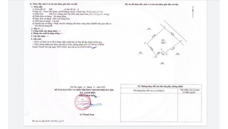 Dành cho nhà đầu tư phân lô. 256m đối diện Đấu giá Văn Quán, Đỗ Động, Thanh Oai giá đầu tư