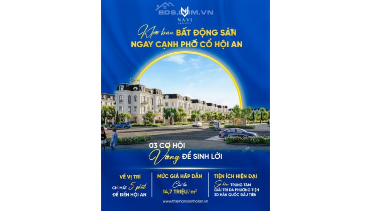 Chính chủ cần bán gấp lô đất! Cách Hội An chỉ 5p đi xe! Chỉ có tại The Mansion Hội An