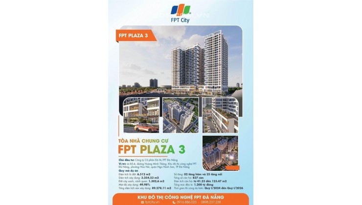 Sổ đỏ có sẵn tại căn hộ FPT Plaza 3 Đà Nẵng - Căn hộ 1PN-2PN-3PN từ 1,2 tỷ