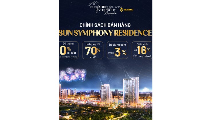 Chiết khấu lên đến 16% độc quyền căn hộ studio dự án Sun Symphony giá thấp nhất thị trường