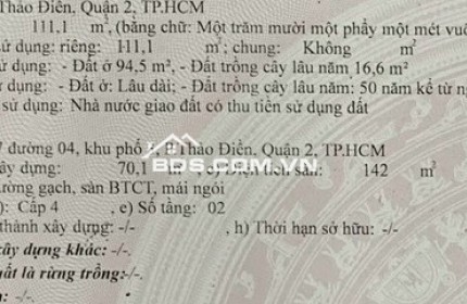 Bán nhà phố thảo điền quận 2