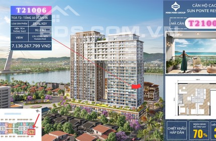 Bán căn 3 phòng ngủ tầng cao view cầu Rồng tại Sun Ponte Residence