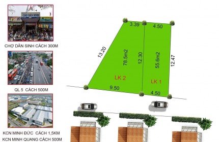 Bán đất chính chủ 55,6m2 tại Phúc Thọ, Hòa Phong, Mỹ Hào. Giá F0 bao thuế phí. Lh:0969067447.