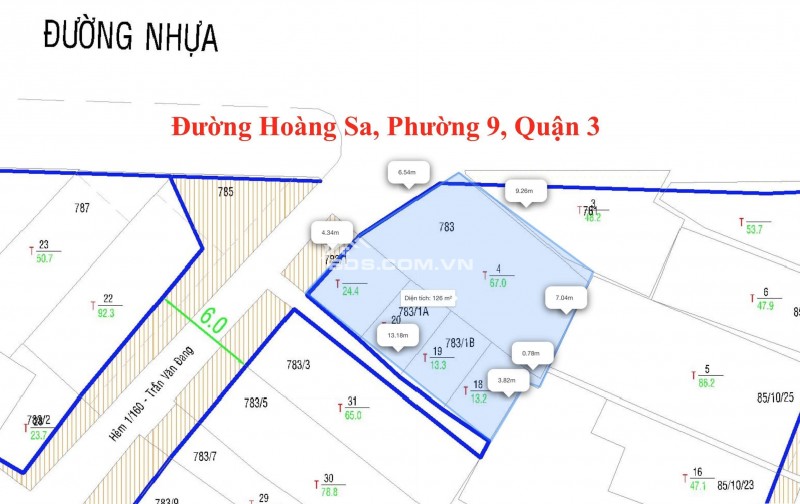 Vị trí siêu đẹp KD MT Hoàng Sa, Phường 9, Quận 3. N 10m DT vàng