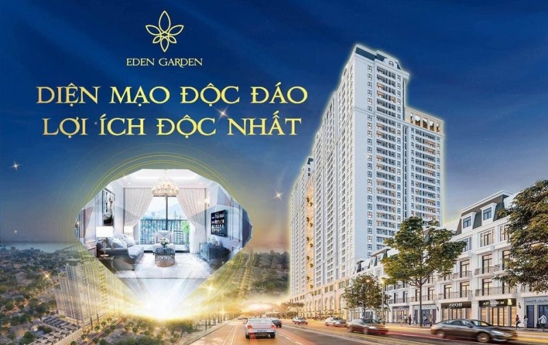 Chung cư Eden Garden, Căn 75.4m2 2N 2VS Đông Nam VIEW Lê Lợi, nội thất liền tường giá chỉ 2.3xx tỷ