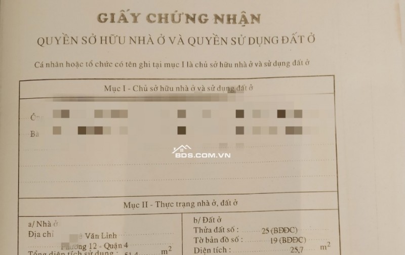 BÁN NHÀ MẶT PHỐ NGAY CHỢ LÊ VĂN LINH P13 QUẬN 4 GIÁ CHỈ 6,5 Tỷ