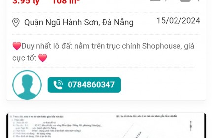 BÁN ĐẤT MẶT TIỀN ĐƯỜNG HÓI KIỂNG 33, HÒA XUÂN. ĐÀ NẴNG. GIÁ 3.8 TỶ