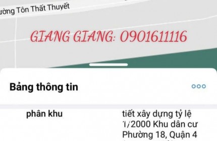 SIÊU ĐỈNH VIEW SÔNG ĐƯỜNG TÔN THẤT THUYẾT QUẬN 4 - NGANG 9M HIẾM NHÀ BÁN - GIANG GIANG : 0901611116