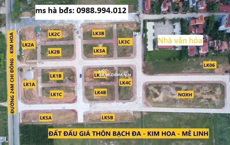 Bán đất đấu giá Bạch Đa, Kim Hoa, Mê Linh, Hà Nội giáp Vành Đai 4. cam kết bán đúng giá chủ thu