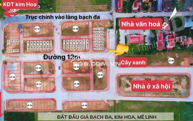 Bán đất đấu giá Bạch Đa, Kim Hoa, Mê Linh, Hà Nội giáp Vành Đai 4. cam kết bán đúng giá chủ thu