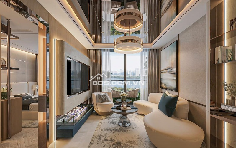 Bán căn hộ 2 phòng ngủ diện tích 79 m2 mặt view trực diện sông Bắc Hưng Hải toà Fibonan - Ecopark