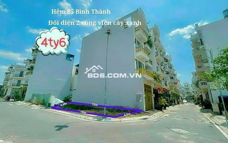 Bán Lô Góc 2 Mặt Tiền VIEW công viên hẻm Bình Thành. P.Bình Hưng Hoà B, Bình Tân