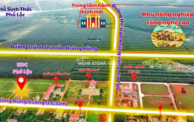 Đất nền Phú Lộc 132m2, cạnh trung tâm hành chính huyện Krông Năng