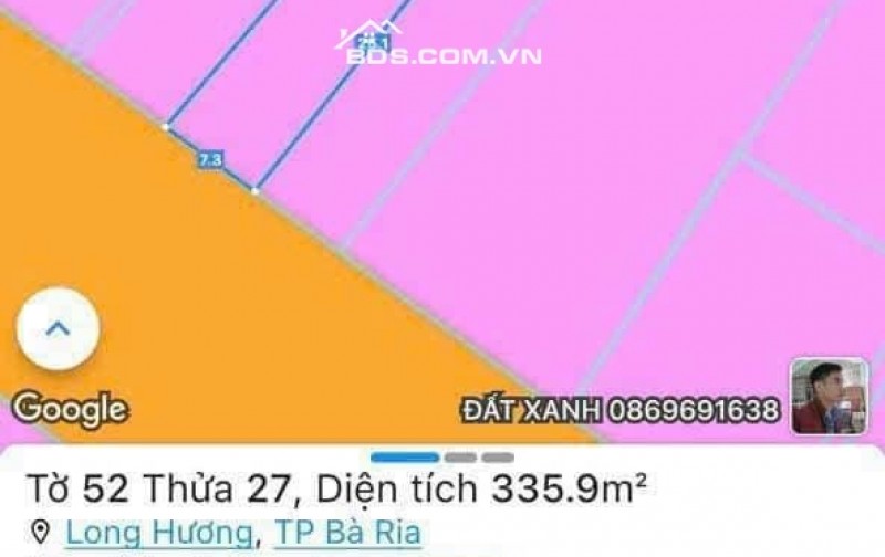 CẦN BÁN 325m2 Nguyễn An Ninh - phường Long Hương - TP Bà Rịa