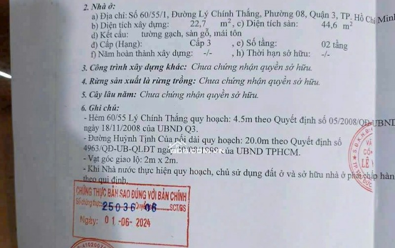 bán nhà 60/55/1 lý chiến thắng p8 quận 3