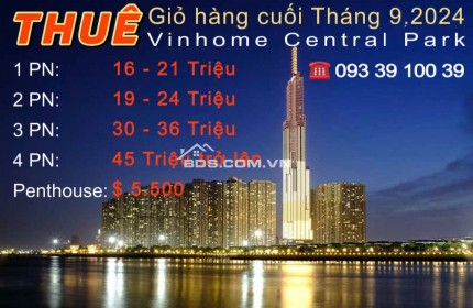 Thuê căn hộ Vinhomes Central ParkTh9.2024 – 68 Căn độc quyền, giá tốt nhất thị trường.LH 0933910039