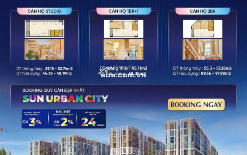 Chiết khấu khủng 5% áp dụng cho khách booking tại dự án Sun Hà Nam. Chỉ với 350 triệu/căn