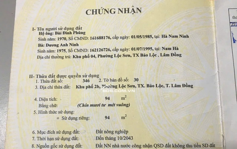 ĐẤT CHÍNH CHỦ - GIÁ TỐT - Vị Trí Đẹp Tại Hẻm 133 Đường Lam Sơn, Phường Lộc Sơn, Thành phố Bảo Lộc, Lâm Đồng